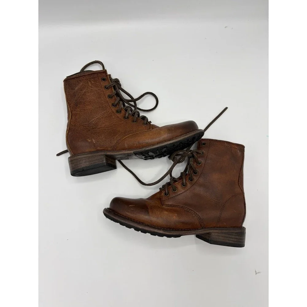 FREEBIRD by STEVEN Manchester Brown Leather Lace Up Side Zip Boots Women’s Sz 6